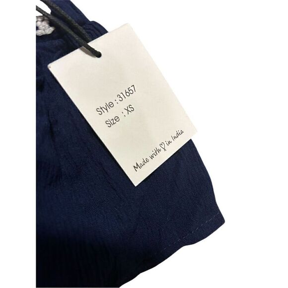 Japna Juniors XS Blue White Strapless Ruffle Boho Aztec Romper - Picture 3 of 7